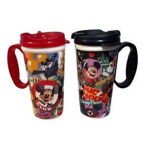 Disney Parks Mickey Mouse Club Travel Tumblers With Lids Set Of 2 Red Black